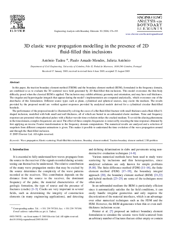 (PDF) 3D elastic wave propagation modelling in the presence of 2D fluid ...