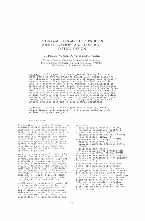 (PDF) Program Package for Process Identification and Control System Design
