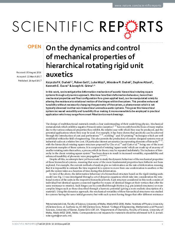 (PDF) On the dynamics and control of mechanical properties of ...