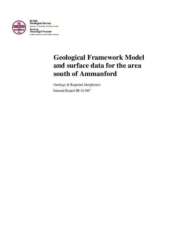 (PDF) Geological framework model and surface data for the area south of ...