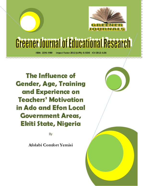 (PDF) The Influence of Gender, Age, Training and Experience on Teachers ...