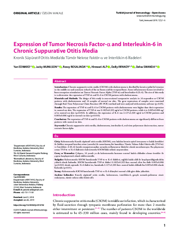 (PDF) Expression of Tumor Necrosis Factor-a and Interleukin-6 in ...