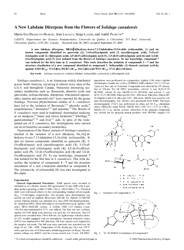 (PDF) A New Labdane Diterpene from the Flowers of Solidago canadensis