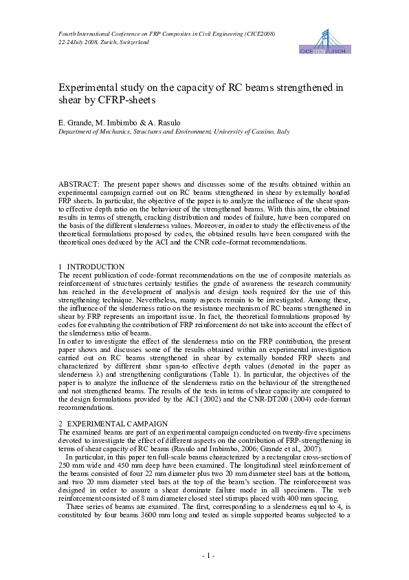 (PDF) Experimental study on the capacity of RC beams strengthened in ...