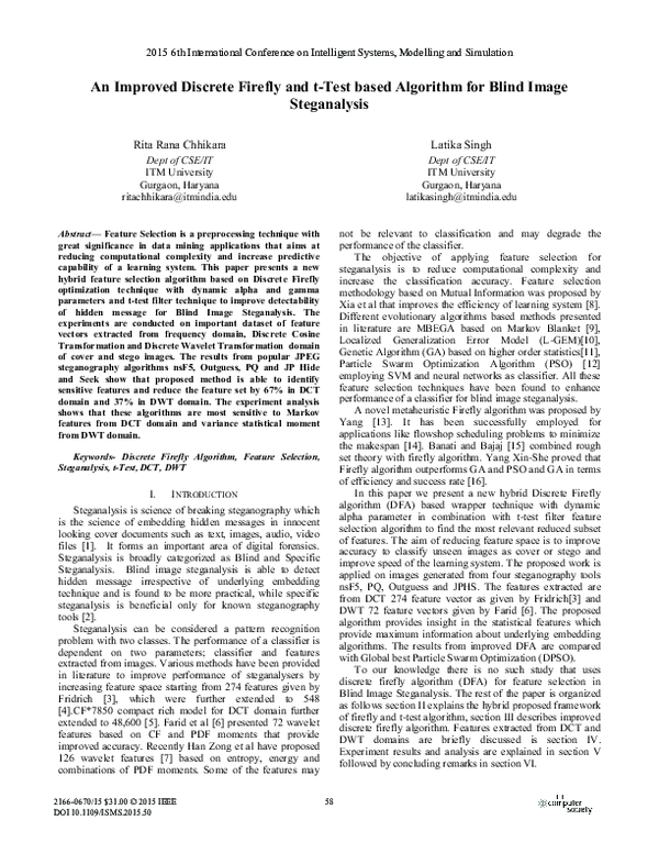 (PDF) An Improved Discrete Firefly and t-Test based Algorithm for Blind ...