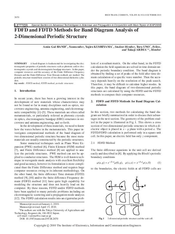 (PDF) FDFD and FDTD Methods for Band Diagram Analysis of 2-Dimensional ...