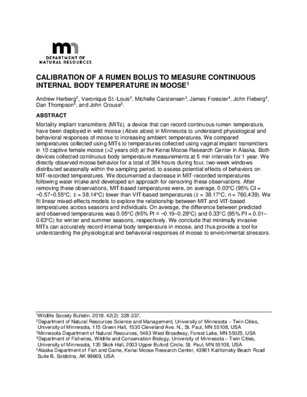 (PDF) Calibration of a rumen bolus to measure continuous internal body ...