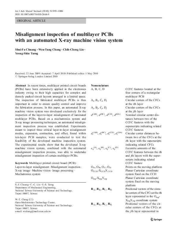 (PDF) Misalignment inspection of multilayer PCBs with an automated X ...