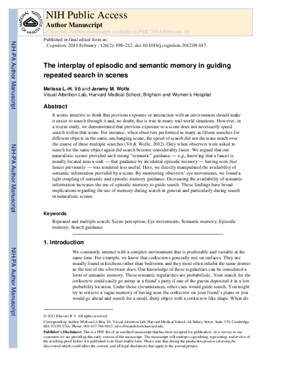 (PDF) The interplay of episodic and semantic memory in guiding repeated ...