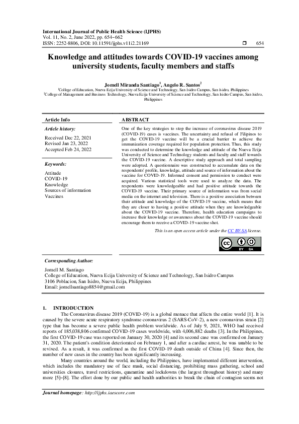 (PDF) Knowledge and attitudes towards COVID-19 vaccines among ...