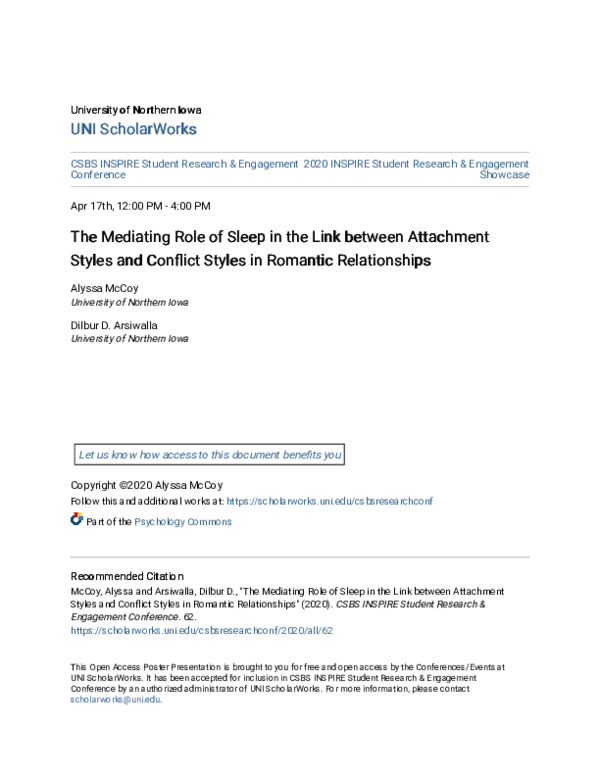 (PDF) The Mediating Role of Sleep in the Link between Attachment Styles ...