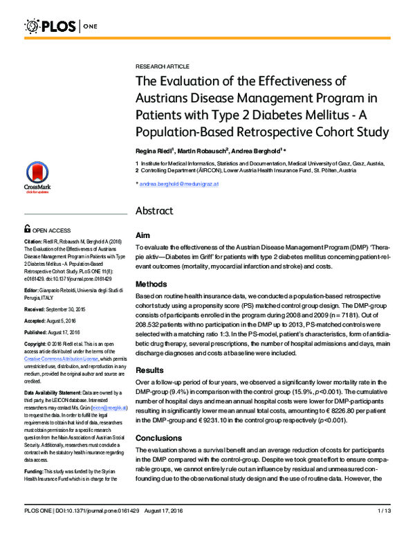 (PDF) The Evaluation of the Effectiveness of Austrians Disease ...