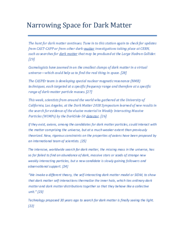(PDF) Narrowing Space for Dark Matter | George Rajna - Academia.edu