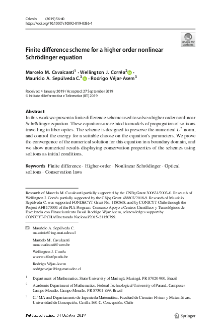 (PDF) Finite difference scheme for a higher order nonlinear Schrödinger ...