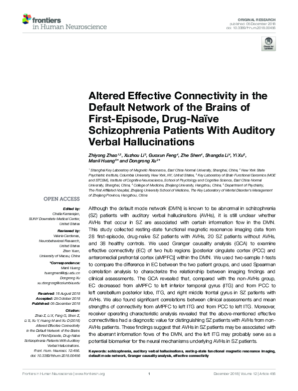 (PDF) Altered Effective Connectivity in the Default Network of the ...