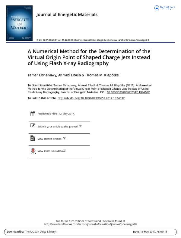 (PDF) A Numerical Method for the Determination of the Virtual Origin ...