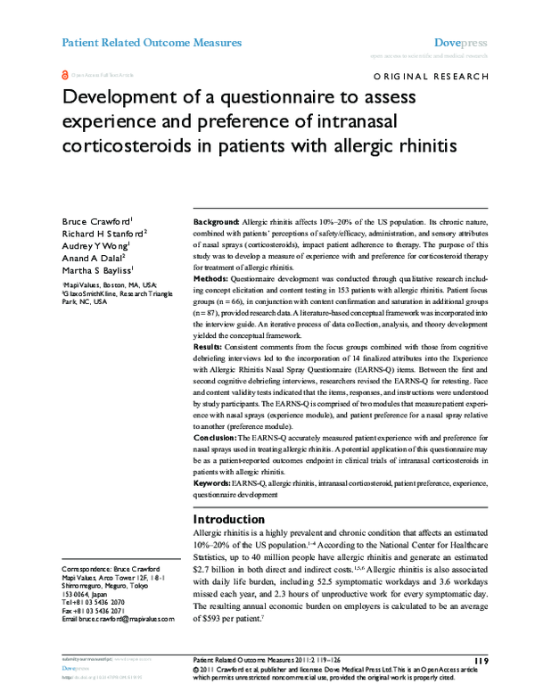 (PDF) Development of a questionnaire to assess experience and ...