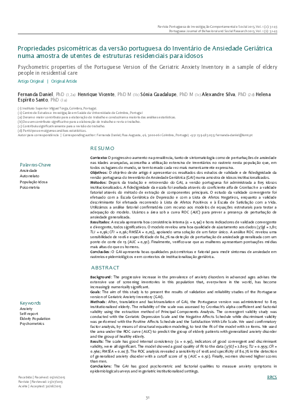 (PDF) Psychometric Properties of the Portuguese Version of the ...