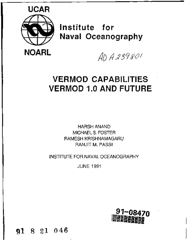 (PDF) VERMOD Capabilities. VERMOD 1.0 and Future