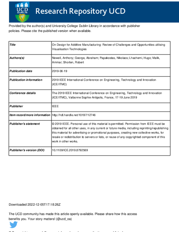 (PDF) On Design for Additive Manufacturing Review of Challenges and