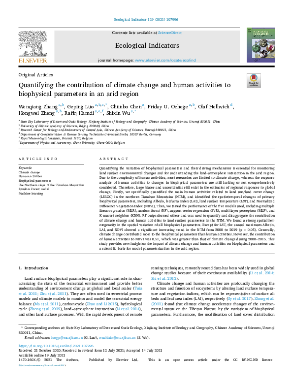 (PDF) Quantifying the contribution of climate change and human ...