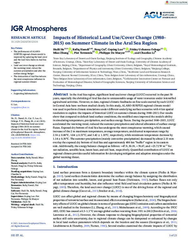 (PDF) Impacts of Historical Land Use/Cover Change (1980–2015) on Summer ...