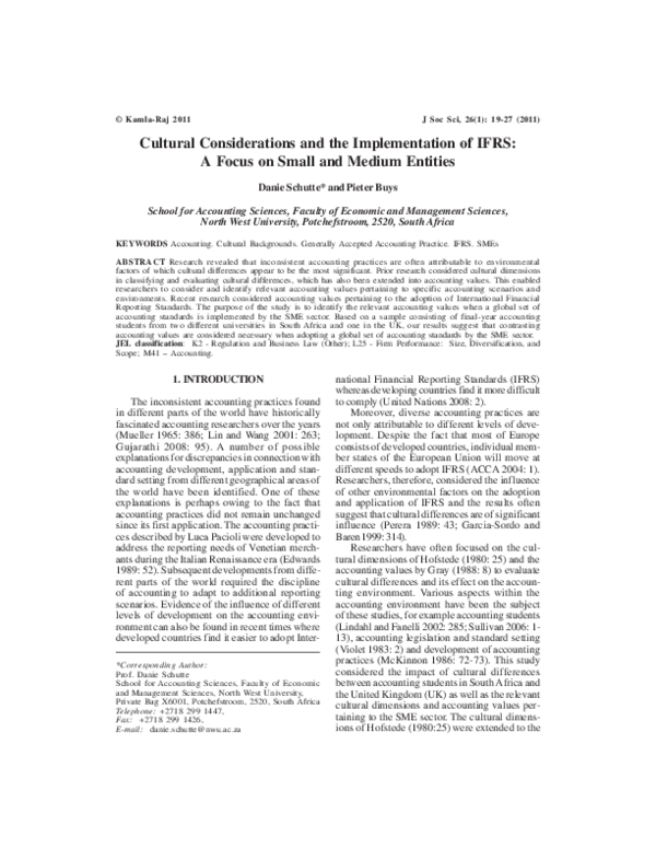 (PDF) Cultural Considerations and the Implementation of IFRS: A Focus ...