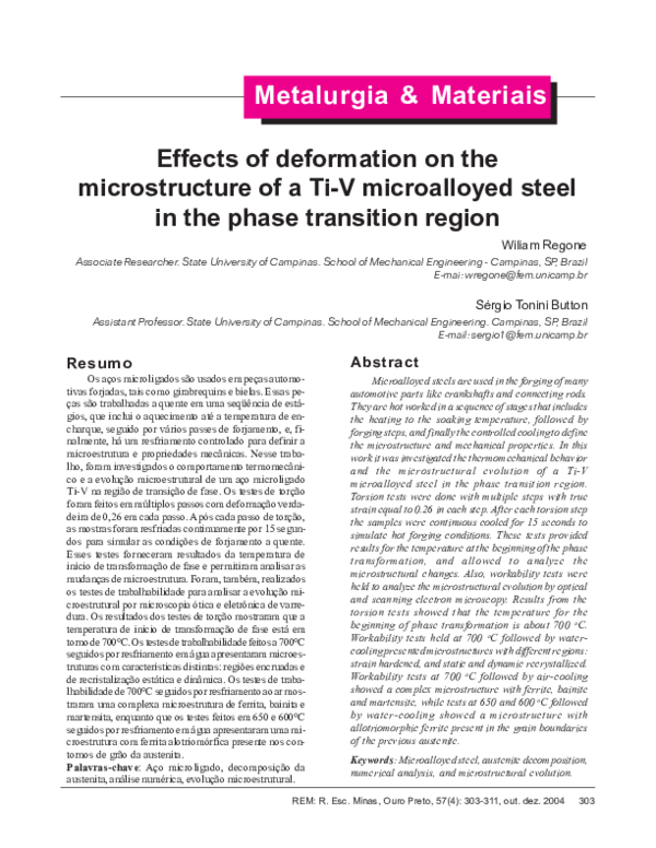 (PDF) Effects of deformation on the microstructure of a Ti-V ...