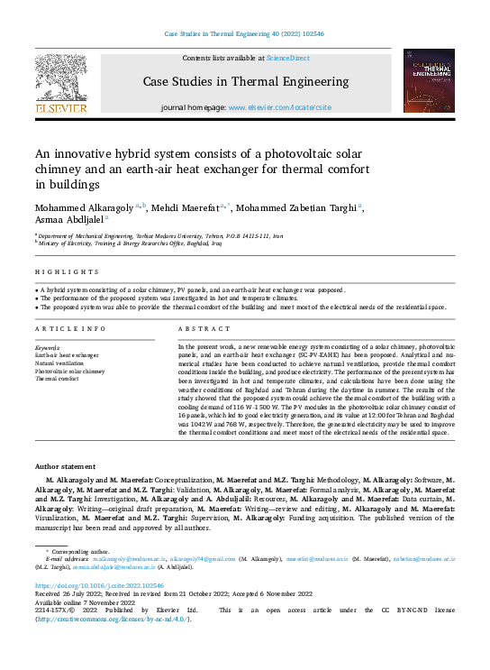 (PDF) An Innovative Hybrid System Consists of a Photovoltaic Solar ...