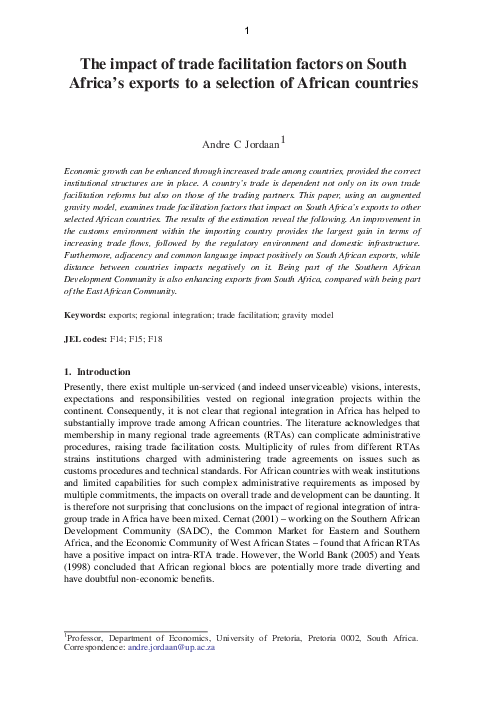 (PDF) The impact of trade facilitation factors on South Africa's ...