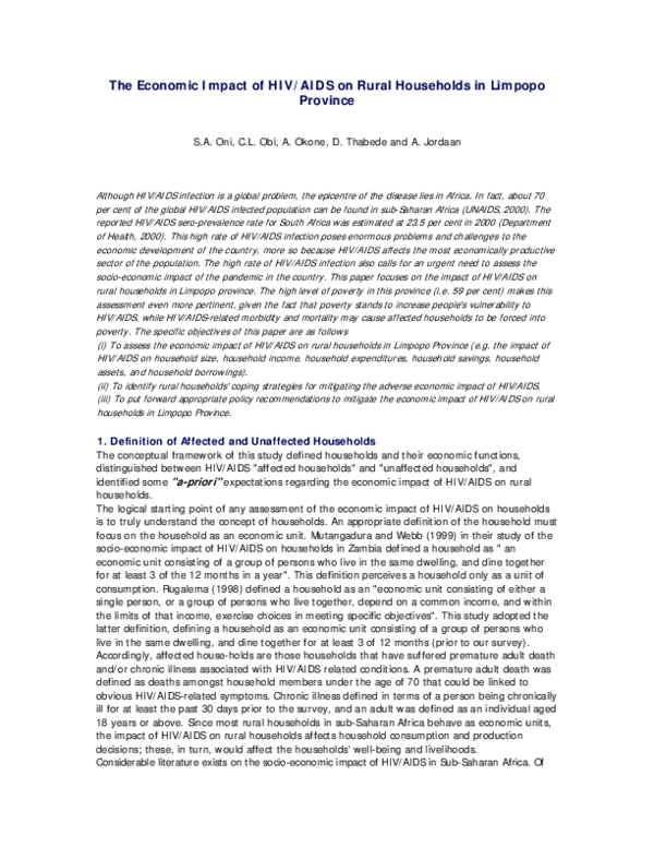 (PDF) The Economic Impact of HIV/AIDS on Rural Households in Limpopo ...