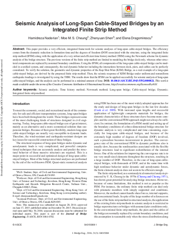 (PDF) Seismic Analysis of Long-Span Cable-Stayed Bridges by an ...