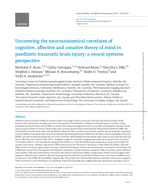 (PDF) Uncovering the Neuroanatomical Correlates of Cognitive, Affective ...