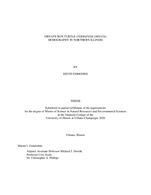 (PDF) ORNATE BOX TURTLE (TERRAPENE ORNATA) DEMOGRAPHY IN NORTHERN ...