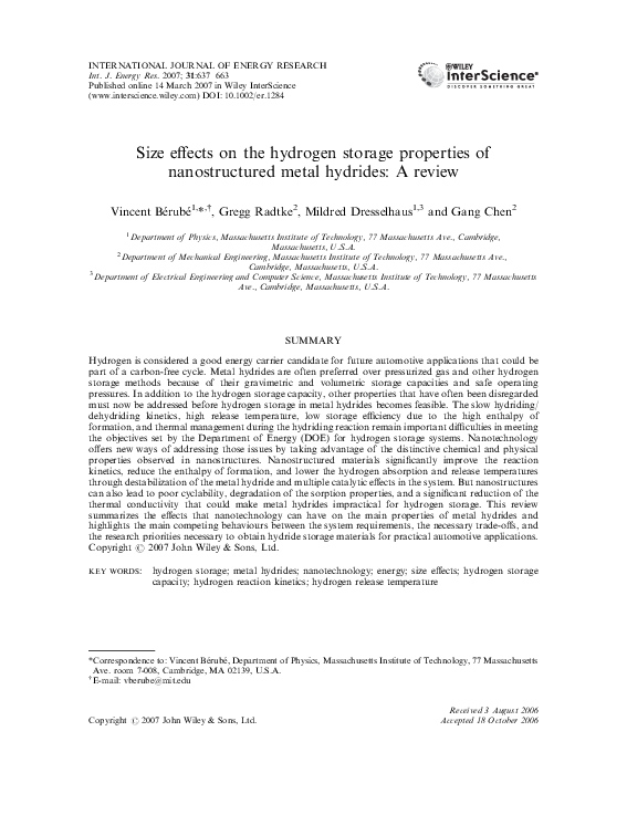(PDF) Size effects on the hydrogen storage properties of nanostructured ...