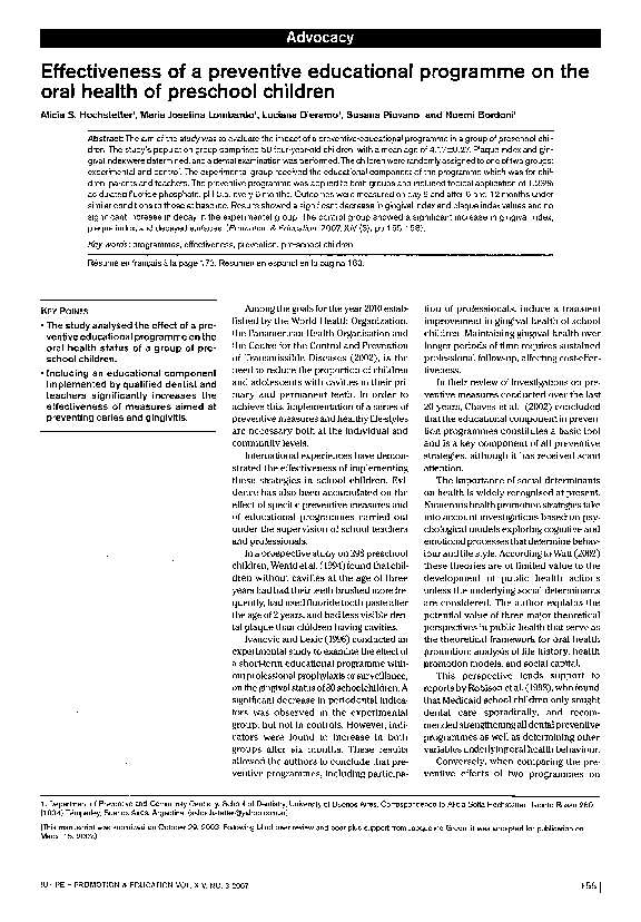(PDF) Effectiveness of a Preventive Educational Programme on the Oral ...