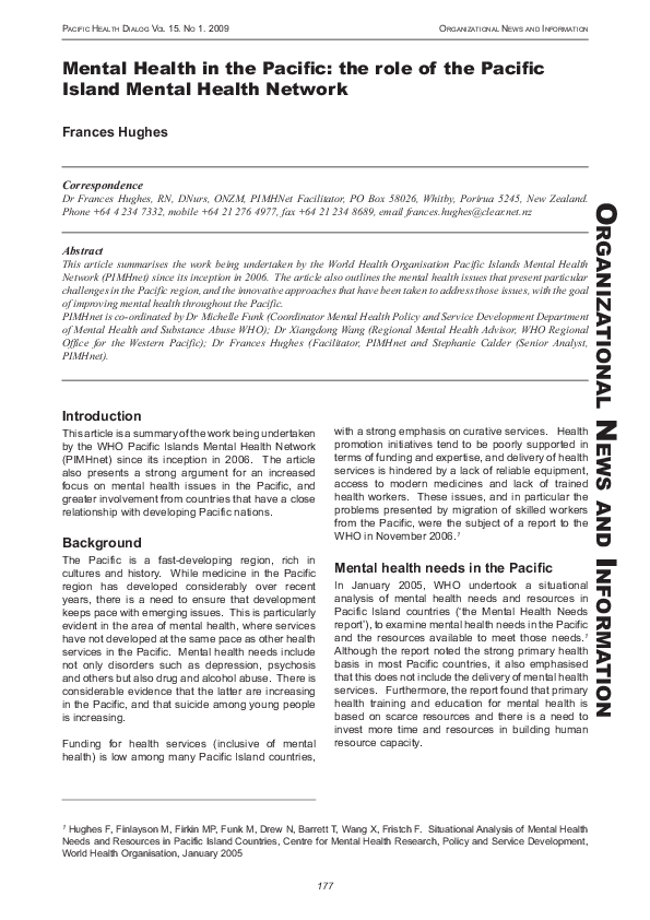 (PDF) Mental health in the Pacific: the role of the Pacific Island ...