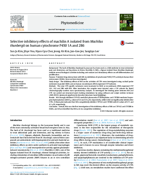 (PDF) Selective inhibitory effects of machilin A isolated from Machilus ...