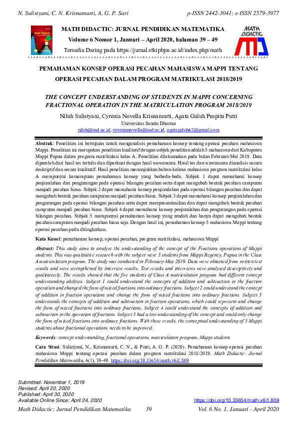 (PDF) The concept understanding of students in Mappi concerning ...