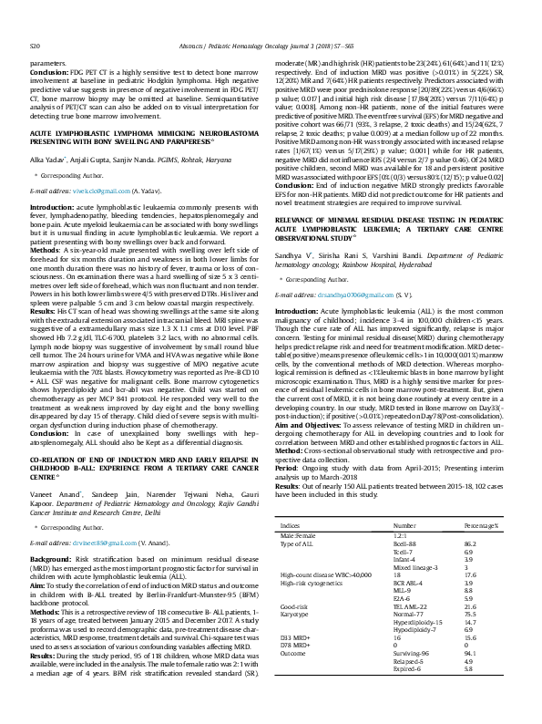 (PDF) Relevance Of Minimal Residual Disease Testing In Pediatric Acute ...