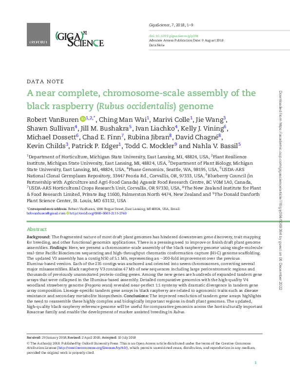 (PDF) A near complete, chromosome-scale assembly of the black raspberry ...