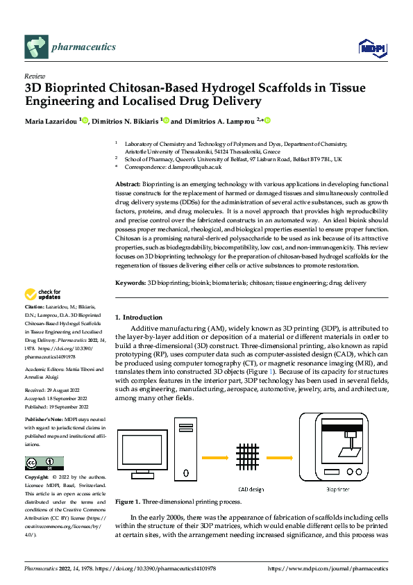 (PDF) 3D Bioprinted Chitosan-Based Hydrogel Scaffolds in Tissue ...