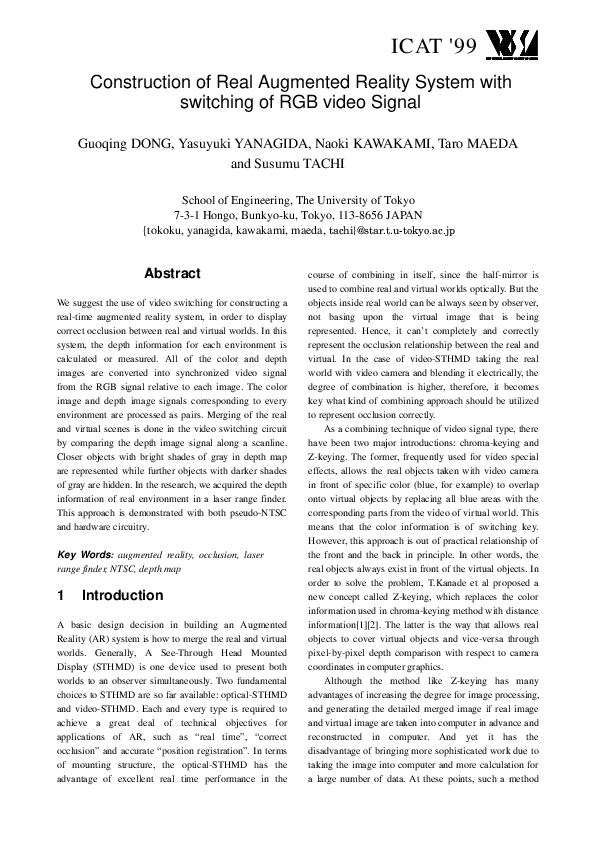 (PDF) Construction of Real Augmented Reality System with switching of ...