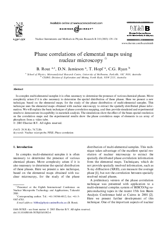 (PDF) Phase correlations of elemental maps using nuclear microscopy