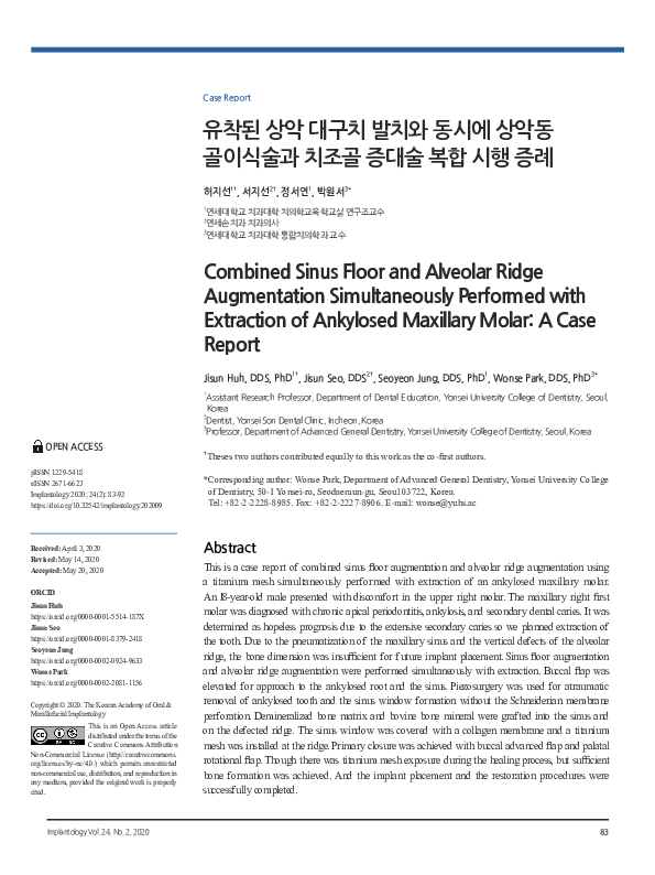 (PDF) Combined Sinus Floor and Alveolar Ridge Augmentation ...