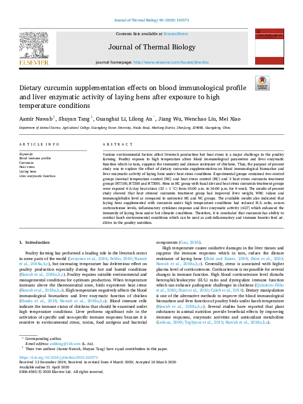 (PDF) Dietary curcumin supplementation effects on blood immunological ...