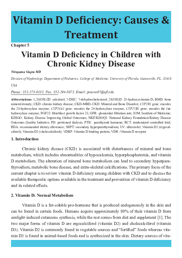 (PDF) Vitamin D Deficiency in Children With Chronic Kidney Disease ...
