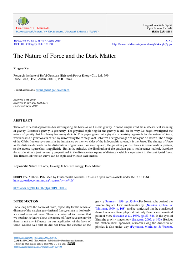 (PDF) The Nature of Force and the Dark Matter