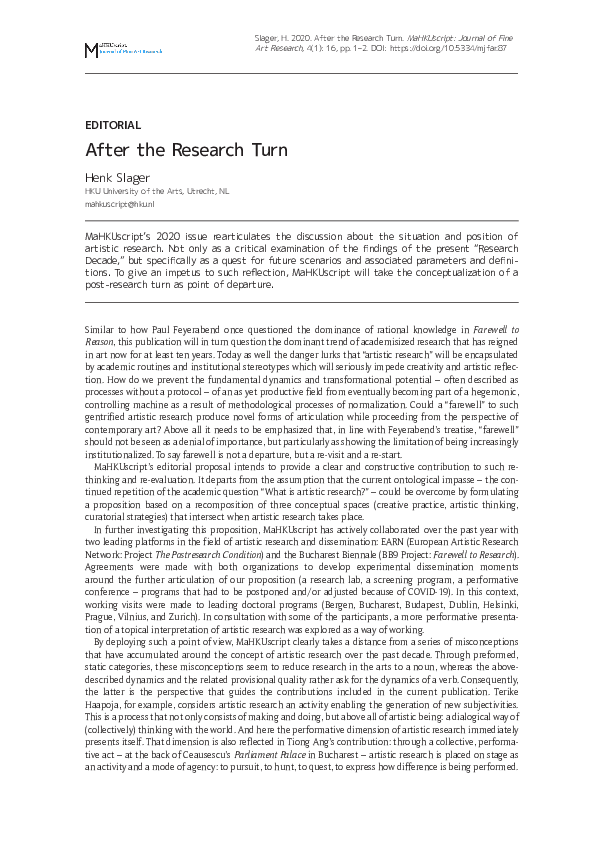 (PDF) After the Research Turn