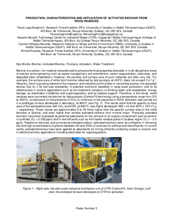 (PDF) Production, characterization and application of activated biochar ...